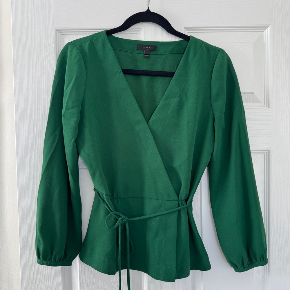 J. Crew Emerald Wrap Blouse